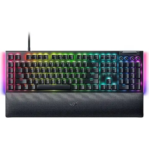 Razer BlackWidow V4 Mechanische Gaming-Tastatur, Razer Chroma RGB, Mechanische Razer Green-Schalter, 6 Makrotasten, Doubleshot ABS-Tastenkappen, QWERTZ deutsches Layout, Schwarz