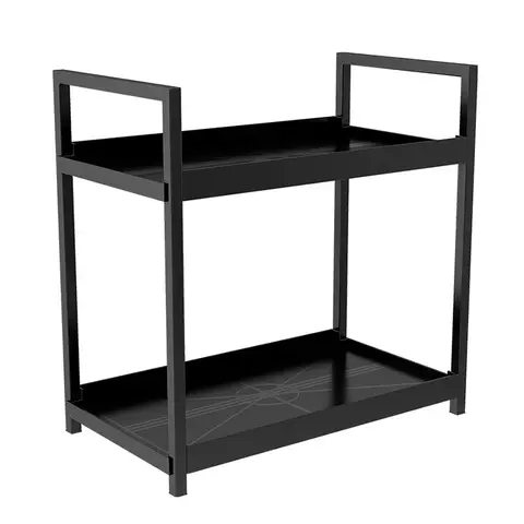 Vivreal Multifunctioneel Opbergrek – Zwart, Smeedijzer + PP, Dubbellaagse Aanrecht Organizer, S3030B