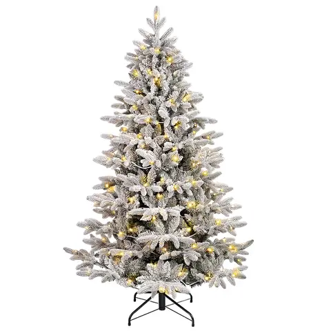 Sapin de noël sapin des neiges avec éclairage blanc chaud
180 cm, avec 1230 branches (573 PE + 657 PVC) et 300 LED