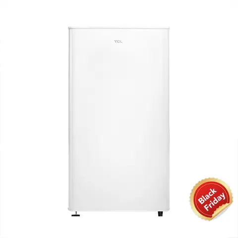 TCL Kleiner Kühlschrank 92L mit Gefrierfach, Kompakt für Wohnheim, Schlafzimmer & Büro, Verstellbare Füße & Ablageböden [Energieeffizienzklasse E] RF120DWE0