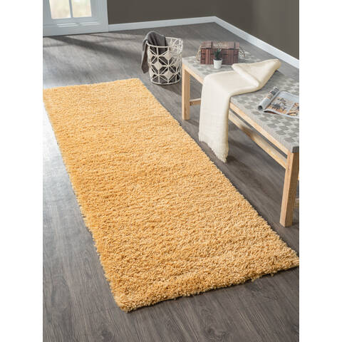 My Flair Teppich "My Shaggy" rechteckig goldgelb 250 x 80 cm
