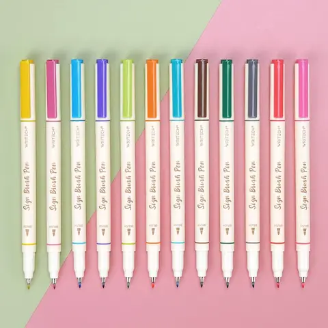WRITECH Arts Sign Brush Pen 12 Assorted Vibrant Colors