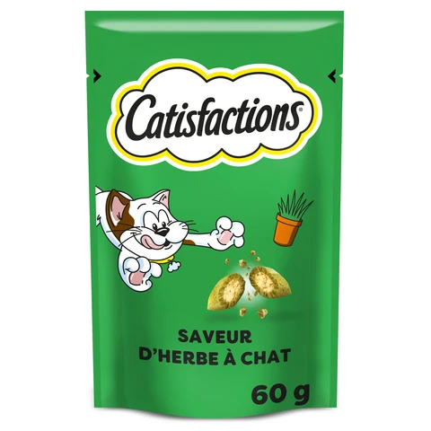CATISFACTIONS Friandises Croquantes pour Chat Saveur Herbe à Chat (Sachet de 60g)