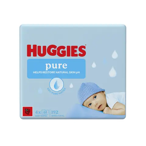 Huggies Pure Plastic Free Baby Wipes, 48 Count x 4 Packs