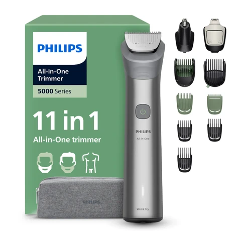 Philips MG5941/15 - Tondeuse tout-en-un - Série 5000, 11 accessoires, lames en métal plein auto-affûtantes, 13 réglages de longueur