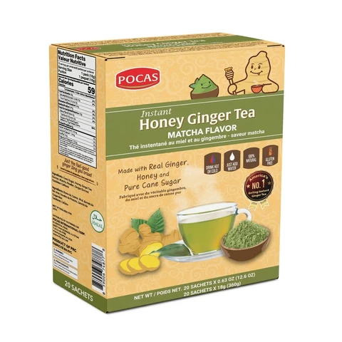POCAS Honey Ginger Tea & Matcha, 20 Sachets x 18 g