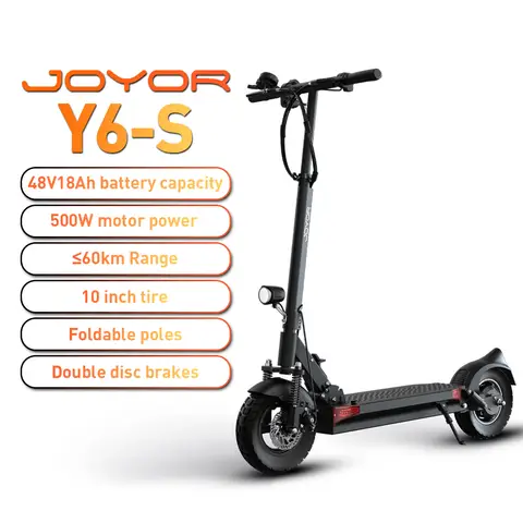 Joyor Y6-S adult E-scooter, 500W motor, urban commuting electric scooter, 48V 18Ah battery, 10-inch foldable Escooter