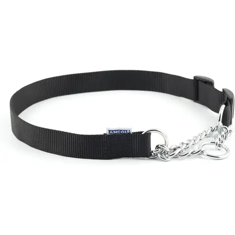Ancol Nylon Check Chain Collar Black 50-70cm Size 5-9