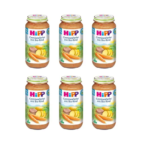 HiPP Gemüsemix mit Bio-Rindfleisch (ab 1 Jahr) Multipack 6 x 250 g