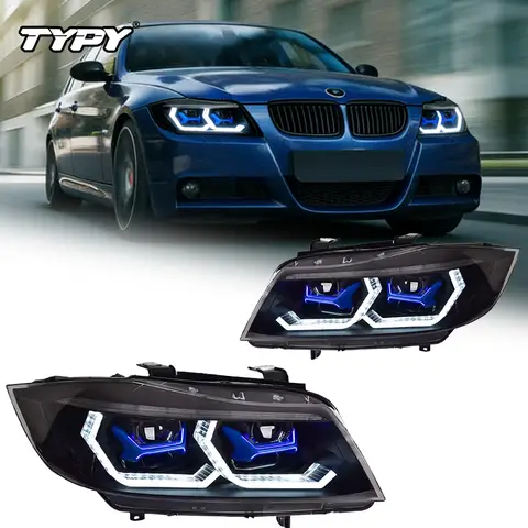 TYPY LED Head Lamp For BMW E90 Original Halogan Headlight 2005-2012 Headlights 320i 325i 318i DRL Turn Signal High Beam Angel Eye Projector Lens