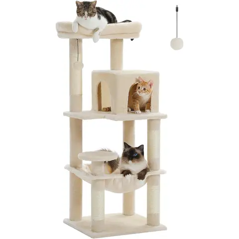 PAWZ Road Arbre à chat pour chats adultes avec hamac beige - 116 cm