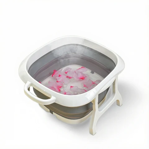 ochama Bain de Pieds Pliable - Grand, Avec Pastilles de Massage, Support Renforcé Pliable, Conception Ergonomique pour Relaxation et Soin des Pieds