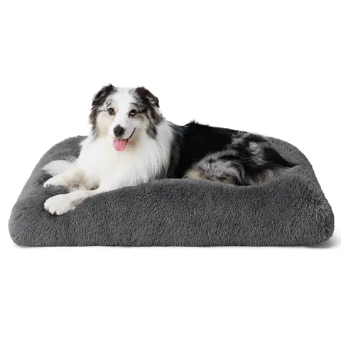 [Nur nur 14,99 €] BEDSURE PetPad einfarbige Plüsch-Hundebox-Matte, Titangrau, 104 x 69 cm, XL