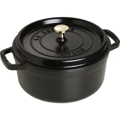 STAUB Cocotte Classic Emaille Gietijzeren Braadpan - 24 cm, Zwart, 3,8 L