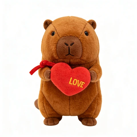 Peluche Capybara avec cœur rouge - 26 cm