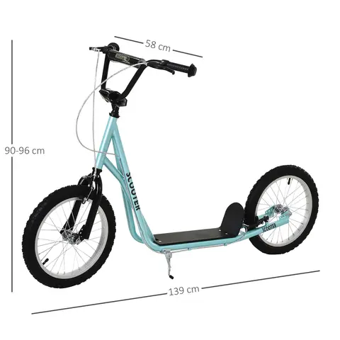 HOMCOM Kick Scooters for Kids with Adjustable Height, Anti-Slip Deck, Dual Brakes, Rubber Tyres, for Boys and Girls Blue