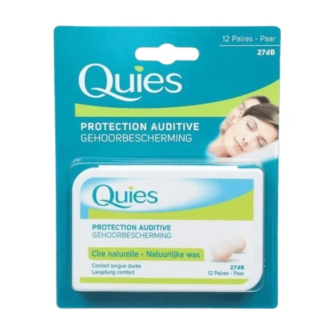 QUIES Bouchons d'oreilles en cire naturelle Protection auditive 12 paires (24 pièces)