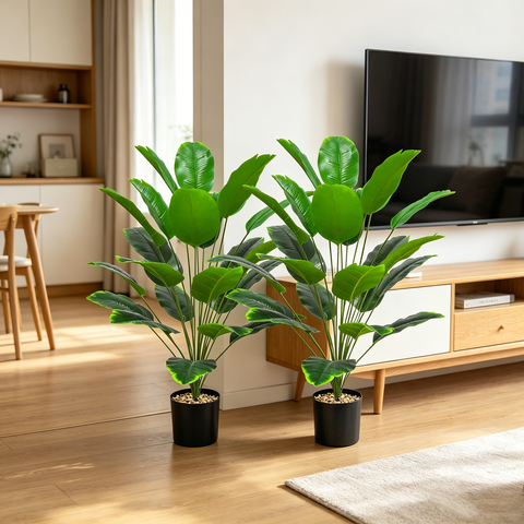 2 Stück 90 cm künstliche Pflanzen, dekorativer Kunstbaum, hohe Kunststoffpflanzen für Innen- und Außenbereich, Büro und Zuhause
