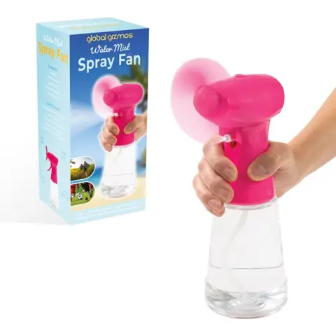 Handheld Water Mist Spray Fan - Pink, Portable, Lightweight, Battery operated - 40429