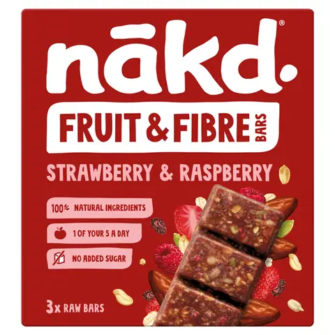 Nakd Fruit & Fibre Strawberry & Raspberry 44g