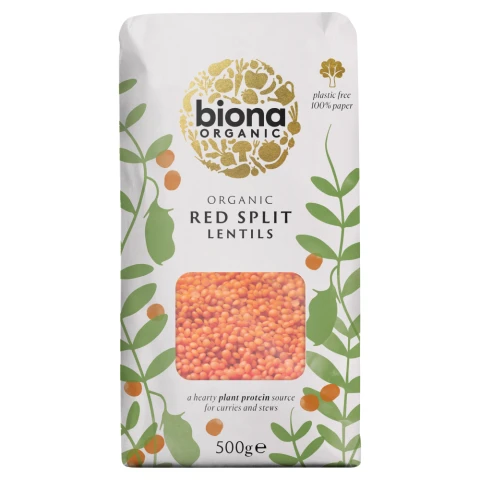 Biona Organic Red Split Lentils 500g