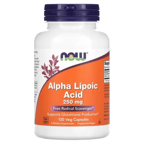 NOW Foods Alpha Lipoic Acid Antioxidant 250mg Daily Wellness Support Capsules - 120 Vegan Capsules