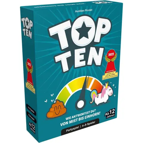 Cocktail Games, Top Ten, Partyspiel, Nominiert zum Spiel des Jahres 2022, 4-9 Spieler, Ab 12+ Jahren, 30 Minuten, Deutsch, Mehrfarbig, Bunt