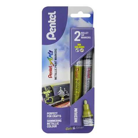 Pentel Medium Paint Marker Gold & Silver Pack of 2