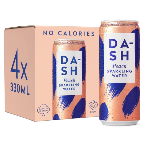 Dash Water - Sparkling Water Infused With Wonky Peaches Multipack - 4 X 330ml