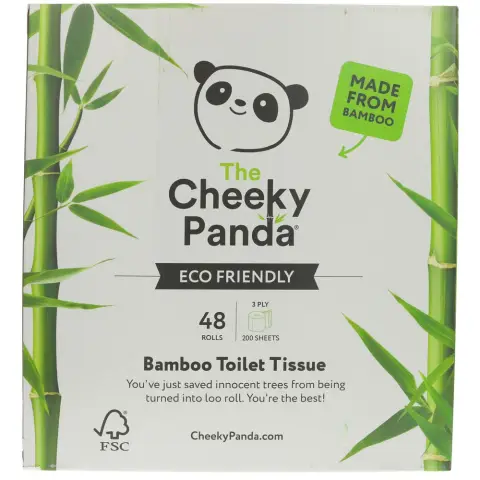 THE CHEEKY PANDA - Toilet Tissue 48 Rolls - 3 Ply, 200 Sheets, 100% FSC - 48 ROLLS