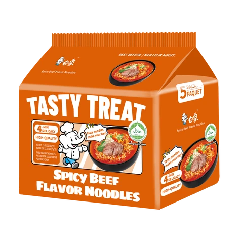 Bai Xiang Halal heerlijke pittige runderbouillon noedels 5*88g (5-verpakking)
