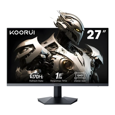 KOORUI Gaming-Monitor 27 Zoll GN07, QHD 2560 x 1440 Adaptive-Sync-Technologie (IPS-Panel, 170 Hz, 1 ms, DCI-P3 90%, Gsync-Kompatibilität, 2xHDMI, VESA, DisplayPort, einstellbare Neigung)