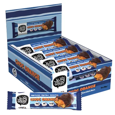 YuBi Bar Protein Nutrition Bar Protein Bars Chocolate Orange Flavour - 12 x 35g