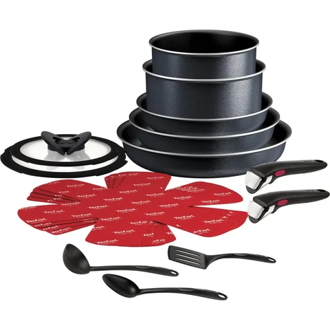 Tefal Ingenio So’Light Cookware Set - 16-Piece Non-Stick Red Dot Frying Pan Set - Detachable Handle - Suitable for Gas, Ceramic & Induction Hobs - PFOA-Free