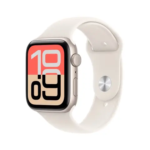 APPLE Watch SE 3 GPS 44mm Starlight Aluminiumgehäuse mit Starlight Sportarmband - M/L
