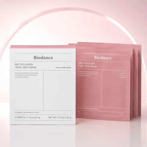 Biodance Bio-Collagen Real Deep Maske – Feuchtigkeitsspendende Kollagen-Hydrogel-Gesichtsmasken, 4 × 34 g, Kollagen-Nachtmaske, Koreanische Hydrogel-Maske