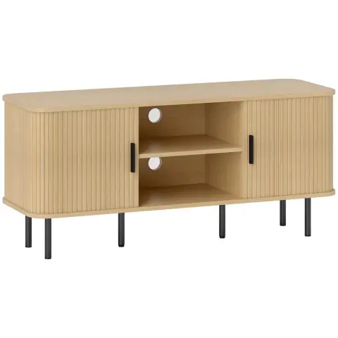 Homcom TV Unit Nordic Tambour Doors Oak Effect/Black