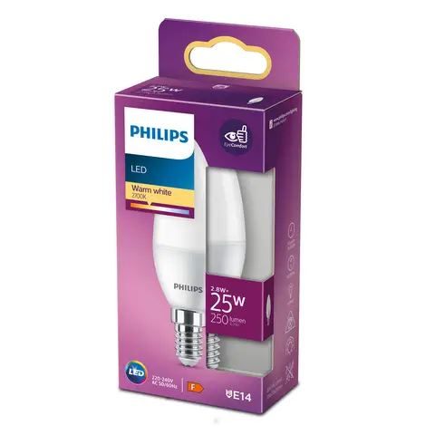 Philips Light Bulb LED Candle Frosted Screw E14 Warm White 25W Non-Dimmable