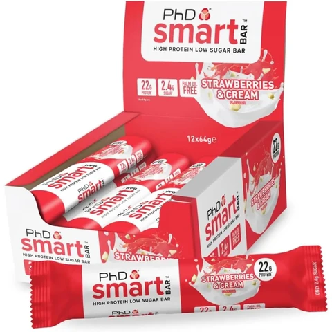 PhD Smart Protein Nutrition Bar Strawberry & Cream Flavour - 12 x 64g