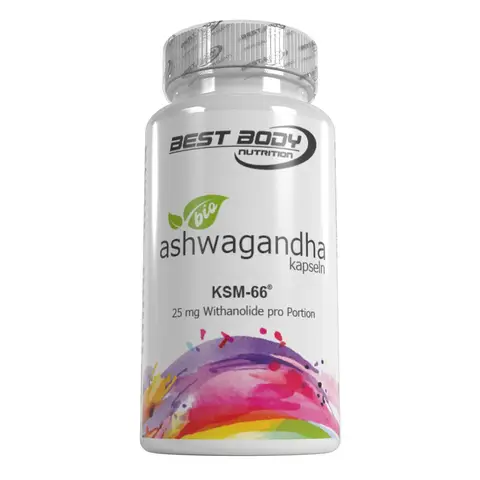 Best Body Nutrition - Bio Ashwagandha Kapseln mit Qualitäts-Rohstoff KSM-66® mit 500 mg Ashwagandhawurzelextrakt pro Portion - 60 Kapseln/Dose
