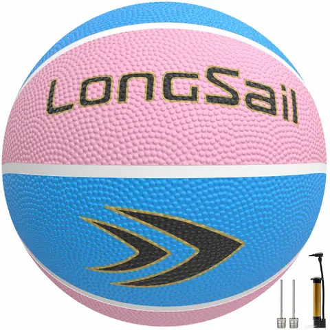 High-quality Rubber Basketball（25.5"） Size4# Pink/Light Blue