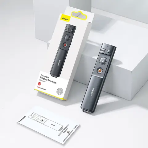 Baseus Orange Dot Wireless Presenter (Red Laser) Grey No battery