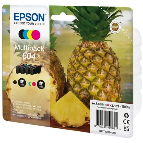 Epson 604 inktcartridge 4 stuk(s) Origineel Normaal rendement Zwart, Cyaan, Magenta, Geel