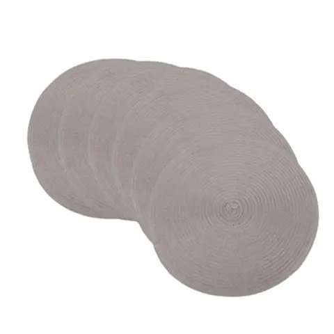 Polyester placemat Light gray 80g，Woven Round 38cm Placemats 6 Pieces Heat Insulation Non Slip Braided Cotton Dinner Table Mats Large Washable Place Mat for Kitchen Dining Table