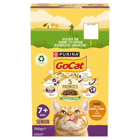 Go-Cat with a Tasty Chicken and Turkey Mix and with Vegetables 7+ Years  Senior 750g