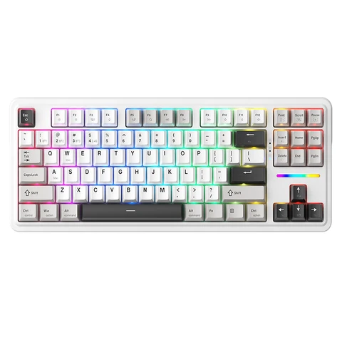 Machenike KG87 80% Mechanical Tri-Mode Keyboard, QWERTY US layout, Gasket Mount, Silver Switch-White