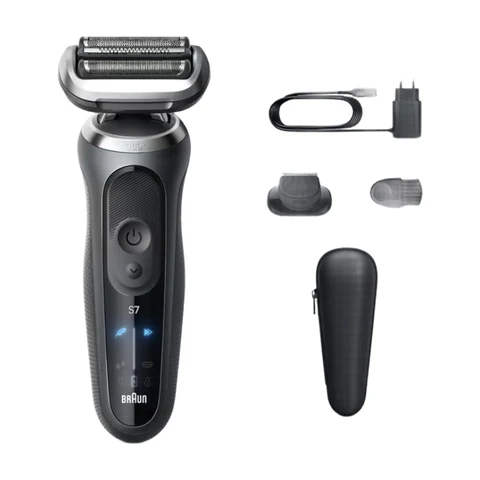 Braun Series 7 Electric Shaver, Up to 60 min, Precision Trimmer Attachment, Cordless, Wet & Dry Razor for Men, 100% Waterproof, 72-G1200S, Grey