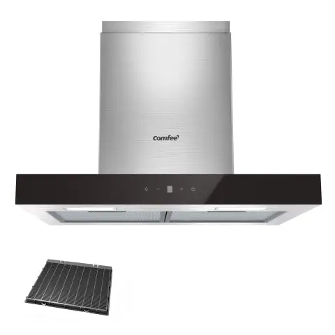 Midea-Comfee 60cm T-Form Dunstabzugshaube, 650m³/h, A+++, Edelstahl, Gesten- & Touchsteuerung, LED-Beleuchtung, 5-Schicht-Filter, Umluft & Abluft, TSHM77SS-60