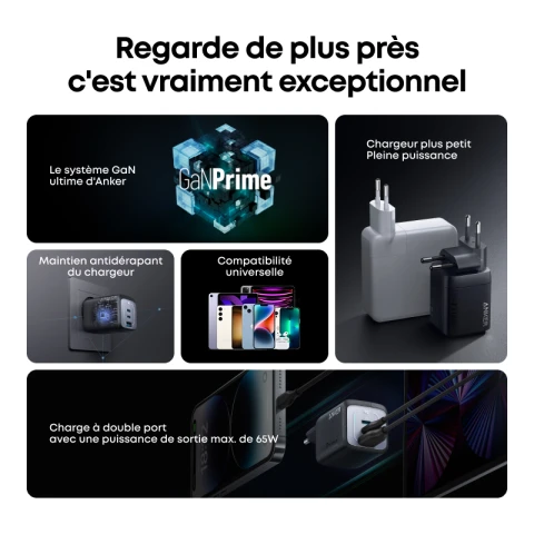 Anker Prime Chargeur USB C Rapide 67 W GaN, Compact et Pliable à 3 Ports, pour MacBook Pro/Air, iPad, iPhone 16 Plus Pro Max 15 14 13 12, Galaxy S23/S22, Note20, Pixel, Apple Watch, et Autres