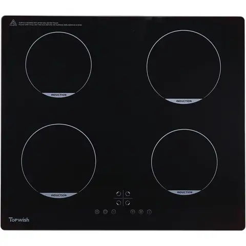 Topwish 4-Burner Induction Hob, 60cm Built-In, 4-Zone Induction Cooker, Child Lock, Boost, Touch Control, Residual Heat Indicator, Timer